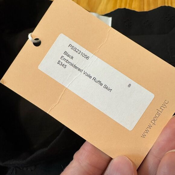 NWT Pearl By Lela Rose Embroidered Voile Ruffle Skirt Black Women’s SIZE 8 $345 - Picture 4 of 10